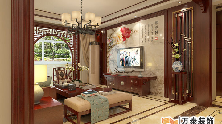 德州香港城142平新中式风格家庭装修实景图